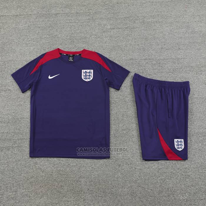 Fato de Treino Inglaterra Manga Curta 2024-2025 Purpura - Calcas Curta